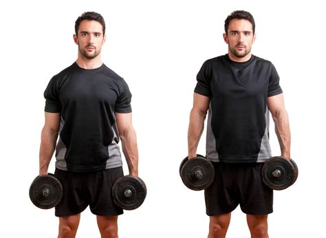 How to do a dumbbell shrug. Stand with your feet shoulder-width apart with dumbbells held at your sides. Although this is an isolation exercise, the range of movement is quite limited and the traps are strong, so a relatively heavy load can be used for productive reps. Elevate your shoulders in a shrugging motion by contracting your traps. 